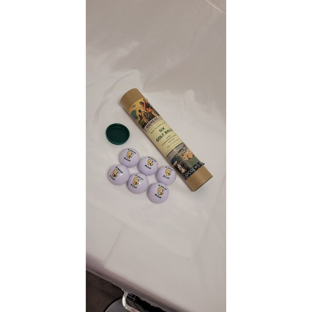 NEW St. Andrews Scotland Six (6) Golf Balls with Crest - Gift Souvenir Tube Box